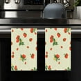 YladaFaie 2 Pcs Watercolor Strawberry Kitchen Towel Set Terry Hand