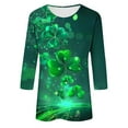 thumbnail image 4 of Craaazy Women's Casual St. Patrick's Day Printed Round Neck Three Quarter Sleeved T-shirt Loose Tops Gifts, 4 of 5