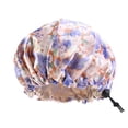 thumbnail image 2 of AYYUFE Floral Animal 2-Layer Adjustable Satin Night Sleep Shower Hat Hair Care Cap, 2 of 5