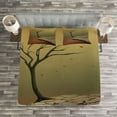 thumbnail image 3 of Ambesonne Fantasy Quilted Bedspread Set 3 Pcs, Tree on Cliff Precipice, Queen Size, Sand Brown Cinnamon, 3 of 3