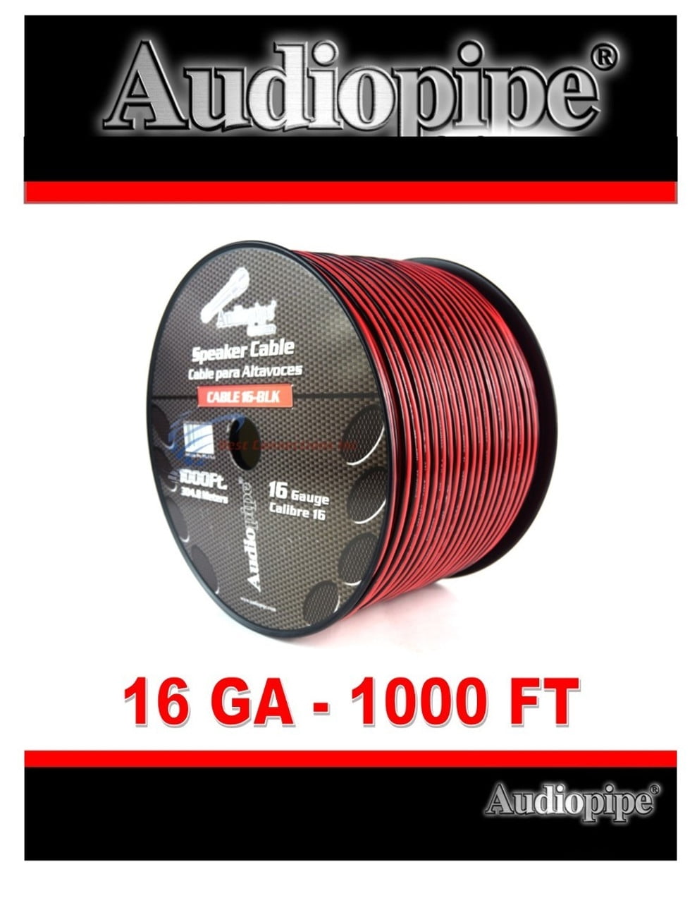 Rollo de Cable Audiopipe CABLE 16-BLK 304.8 metros 1000 pies