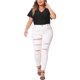thumbnail image 2 of Blusa de manga acampanada de talla grande para mujer Agnes Orinda, con escote en V, camiseta hueca de primavera y verano, 3X, negra, 2 of 6