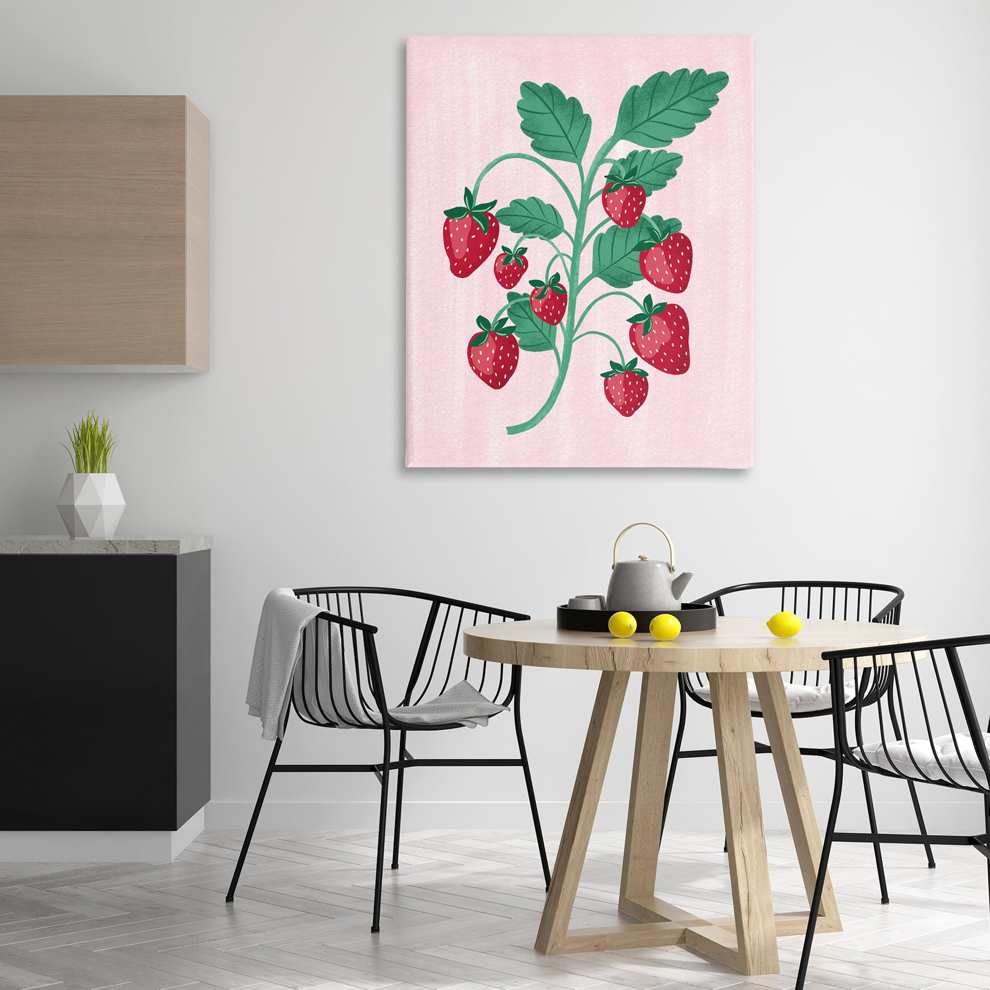 Stupell Industries Fresh Strawberries Branch Food & Beverage Painting Wrapped Canvas Art Print Wall Art, 36 x 48