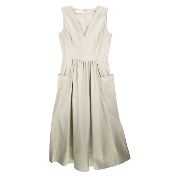 CO Essentials Women's Taupe Sleeveless Trapunto Hem Dress - XS