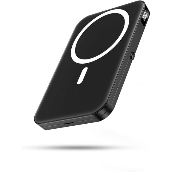 Portable Charger for Magsafe Battery Pack 10000mAh Power Bank with Foldable Stand Travel Essential PD 22.5W Fast Charge Magnetic Charge Wireless iPhone 17/16/15/14/13/12 Series–Black