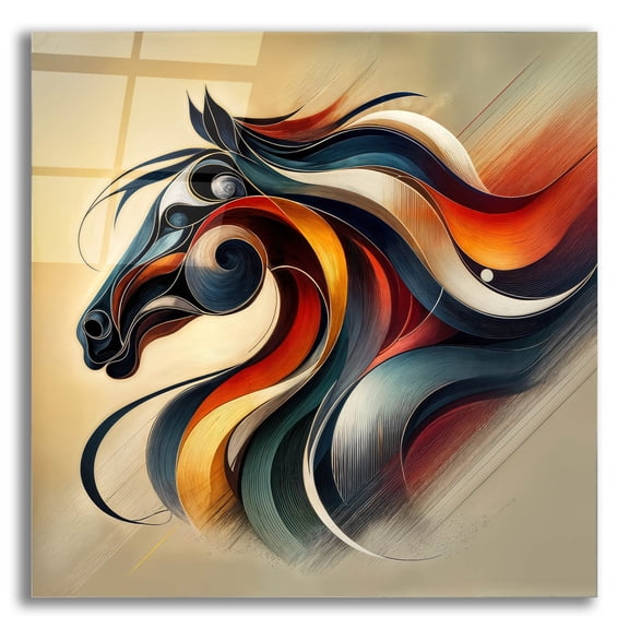 Epic Art 'Horse Head Abstract' by Rey Klimt Acrylic Glass Wall Art, 12" x 12"