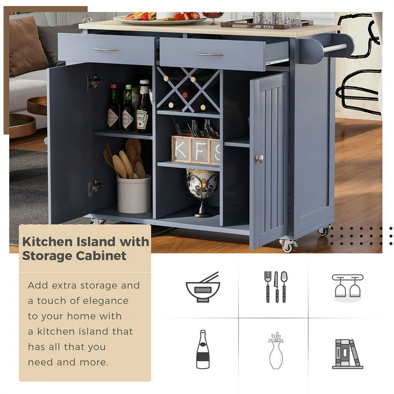 Seville Classics Home Workcenter Island (Kitchen Cart), 48 W x 24 D x  37.5 H