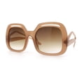 thumbnail image 4 of Womens Thick Plastic Rectangle Butterfly Retro Diva Sunglasses Beige - Brown, 4 of 8