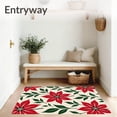 thumbnail image 3 of ODIKA 6'x9' Machine Washable Non-Slip Area Rug, Vintage Poinsettia Bloom Yuletide Floral Design High Traffic Rug with Pad, Red, 651482, 3 of 8