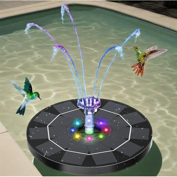 AMZtime Solar Fountain Pump Kit with 2 Mode, Solar Water Pump Bird Bath Fountain with 8 Nozzles for Pond, Garden