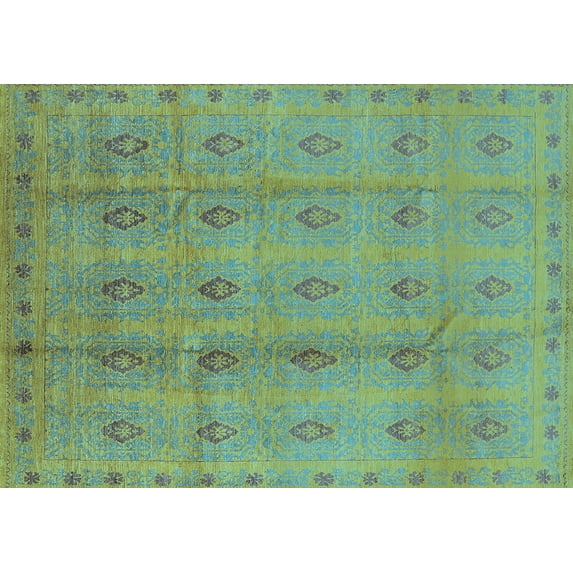 Ahgly Company Indoor Rectangle Oriental Light Blue Industrial Area Rugs, 7' x 10'