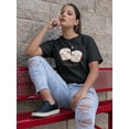 thumbnail image 2 of Bread Love Cute Bread Couple Graphic Women Black T-Shirt, Female Small, 2 of 4