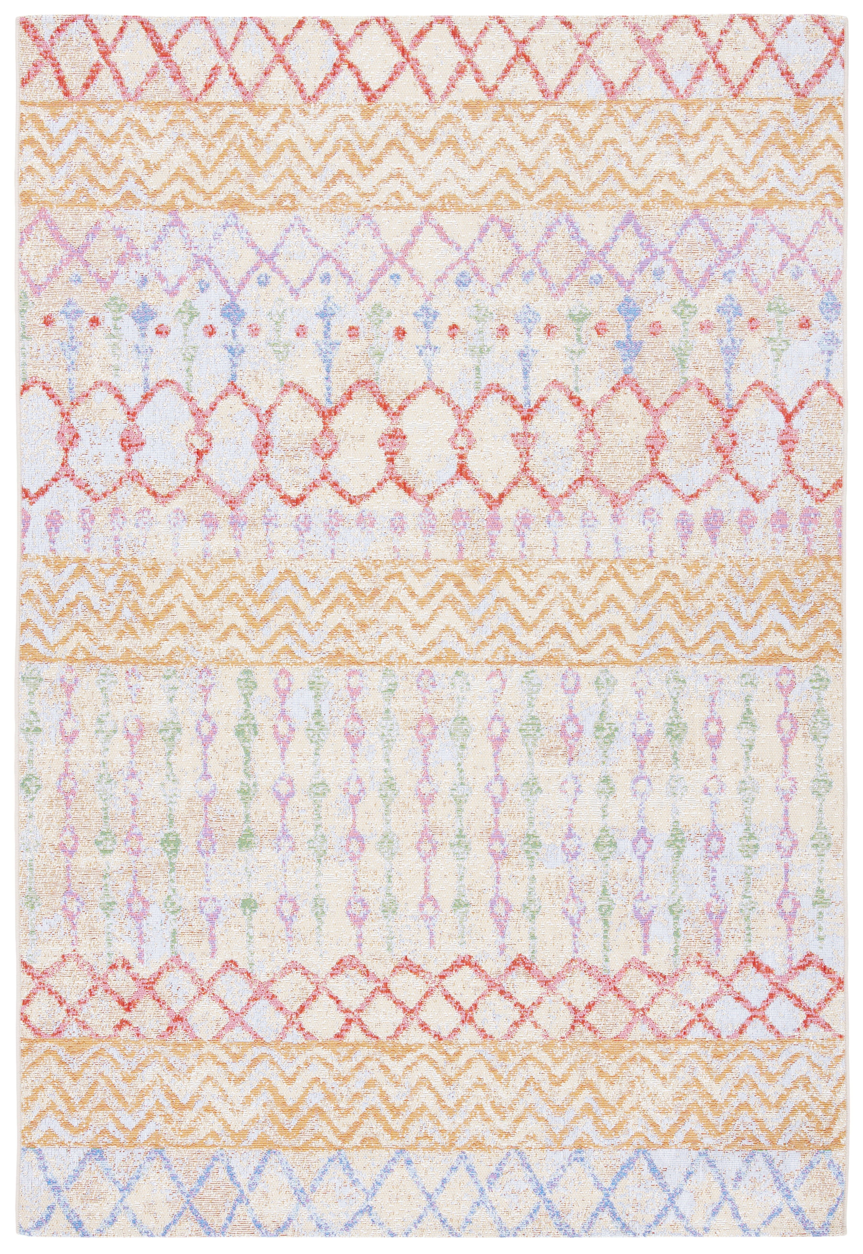 Safavieh Summer Samia Outdoor Geometric Distressed Area Rug, Gold/Blue, 6'7" x 6'7" Round