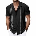 thumbnail image 2 of Afuyipoi Men's Floral Button-Down Shirt,Short Sleeve Turn-Down Collar Stylish Print Black M, 2 of 6