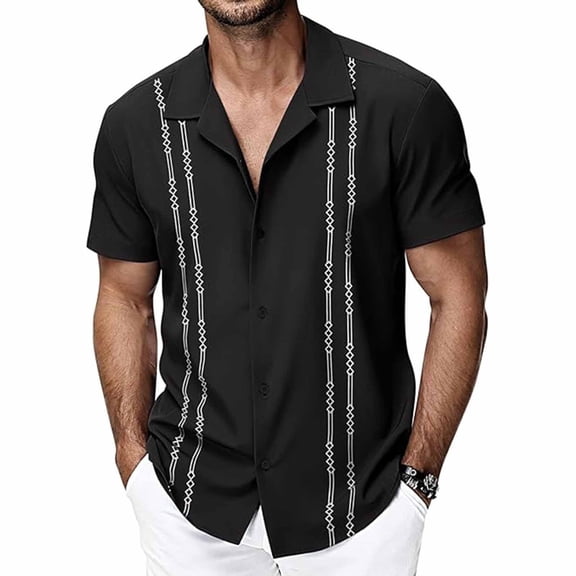 Abomasnow Men's Guayabera Shirts Button Down Short Sleeve Shirt Casual Linen Summer Beach Shirts S-4XL