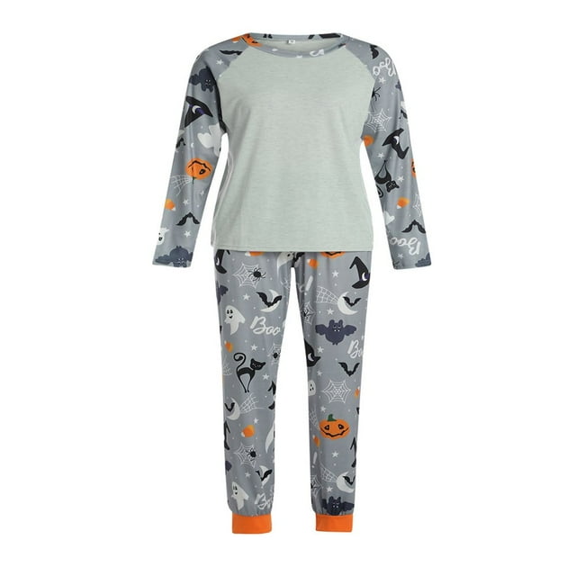 Halloween Family Matching Pajamas Set Adult Kids Baby Pumpkin & Ghost Tops+Pants Sleepwear Set