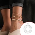 thumbnail image 2 of Thinsony 1 Set Adjustable Layered Anklets Wear-resistant Alloy Ankle Bracelets with Rhinestones Valentines Day for Holiday Silver 1Set, 2 of 6