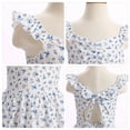 thumbnail image 7 of IBTOM CASTLE Teen Summer Holiday Floral Dress Junior Beach Casual Sundress | Tween Self Tie Back Flutter Sleeve Tea Party Back to School Prom Dress White, 7 of 7