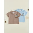 thumbnail image 3 of BemeyourBBs Western Country Baby Boy Clothes Toddler Baby Boys Cowboy Outfit New to Here Shirt Boots Embroidery Summer Short Sleeve Waffled Striped Collar Half Button Causal Shirts Tops, 3 of 9