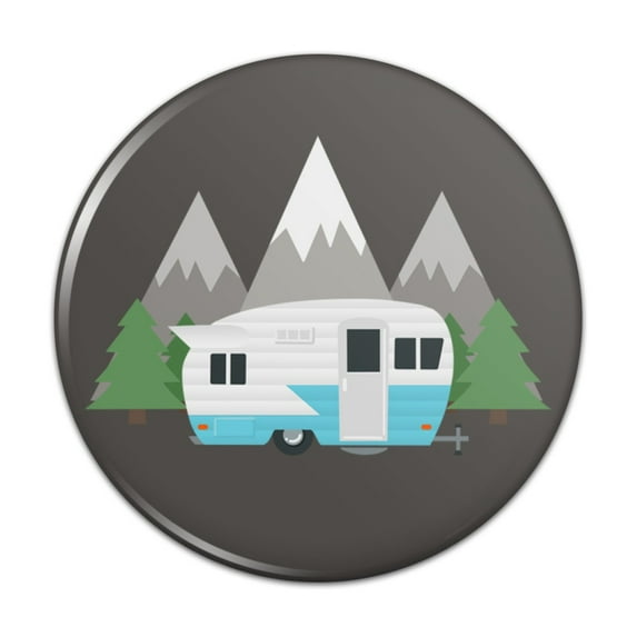 Camper in the Mountains Kitchen Refrigerator Locker Button Magnet