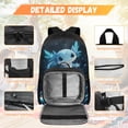 thumbnail image 3 of KUIFORTI Blue Axolotl School Bag with Lunch Bag, 4Pcs Kids Backpack Set for Teens Elementary Middle School, Fashion Boys Girls Bookbag with Pencil Bags Water Bottle Sleeve, 3 of 7