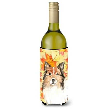 

Fall Leaves Sheltie Wine Bottle Beverge Insulator Hugger
