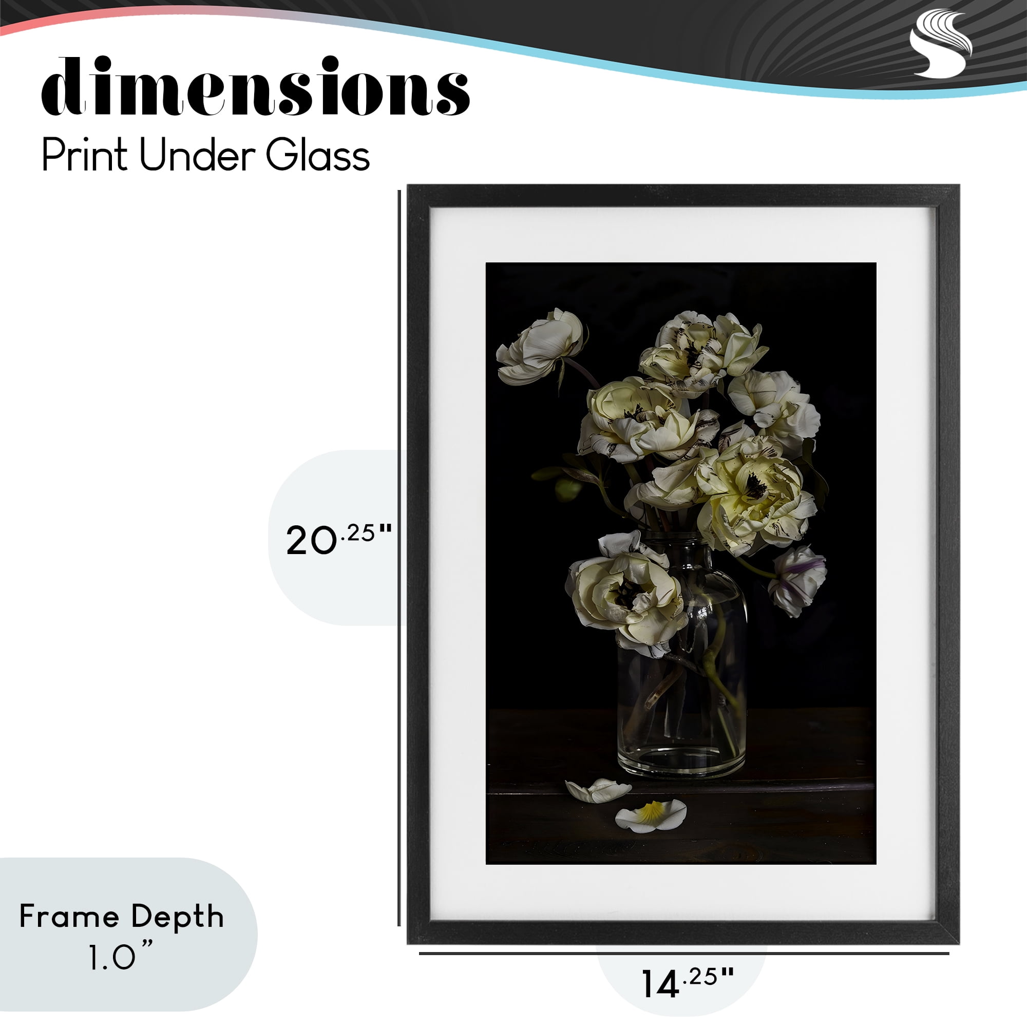 Stupell Industries Elegant Arrangement of Cream Blossoms Black Framed Print Under Glass, design by Creative Studio