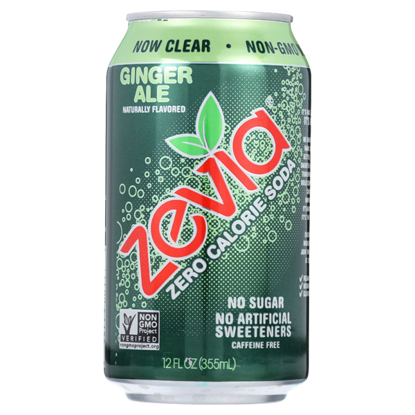 Zevia Ginger Ale Zero Calorie Soda 12 oz Cans Box of 2/10Pack Boxes
