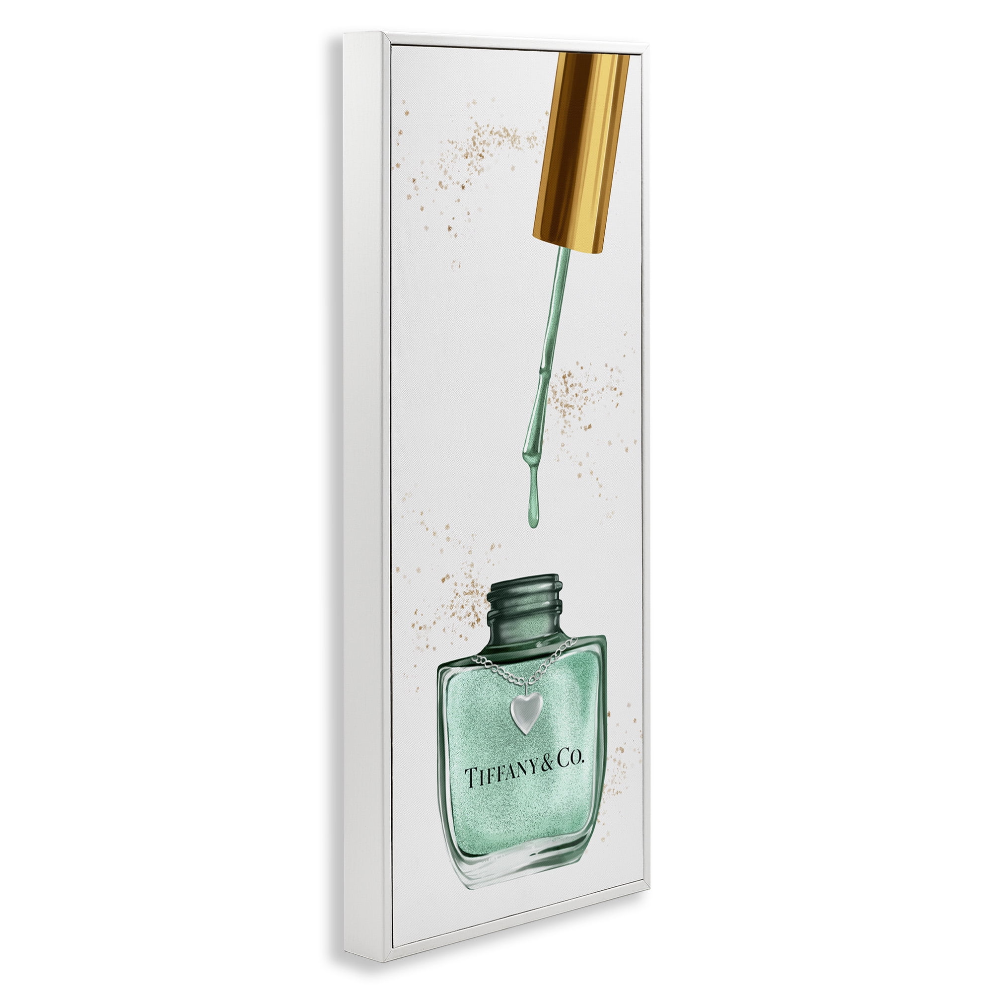 Stupell Industries Cyan Makeup Nail Polish Brush Beauty & Fashion Painting White Framed Art Print Wall Art, 10 x 24