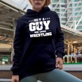 thumbnail image 2 of Just a Guy Who Loves Wrestling - Martial Arts Lover Quote, Navy Blue Hooded Sweatshirt or Hoodie, Medium, 2 of 5