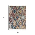 thumbnail image 2 of HomeRoots 555378 5 x 8 ft. Blue Geometric Distressed Rectangle Area Rug with Fringe, 2 of 5