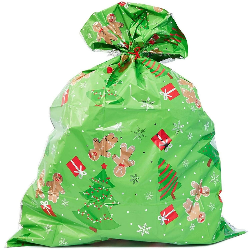 6 Packs Gingerbread Man Jumbo Plastic Gift Sacks Large