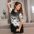 thumbnail image 6 of Salouo Happy Halloween 1 Print Short Sleeve Sleepshirt for Womens Comfy Nightgown Scoopneck Cute Nightdress Ruffle -Large, 6 of 7