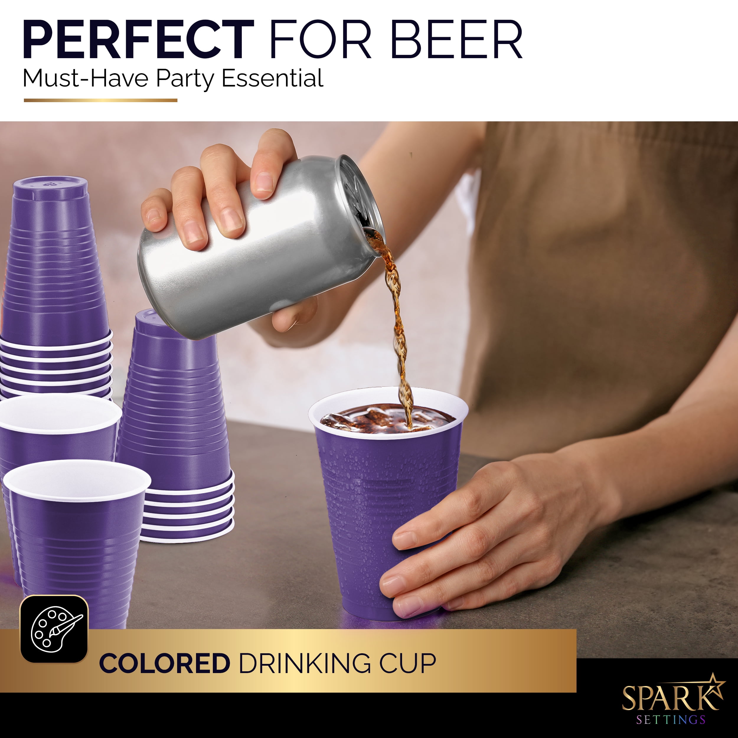 Exquisite Purple Heavy Duty Disposable Plastic Cups, Bulk Party
