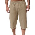 thumbnail image 2 of Pantalones de Lino Casual Suelto Cortado, Color Sólido Cordón Mezcla de Algodón para el Uso Diario, 2 of 8