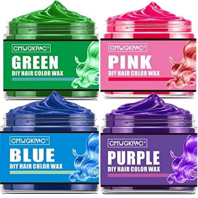 Cera de Color Temporal para el Cabello QUNGCO 4 Colores Azul Morado Rosa Verde