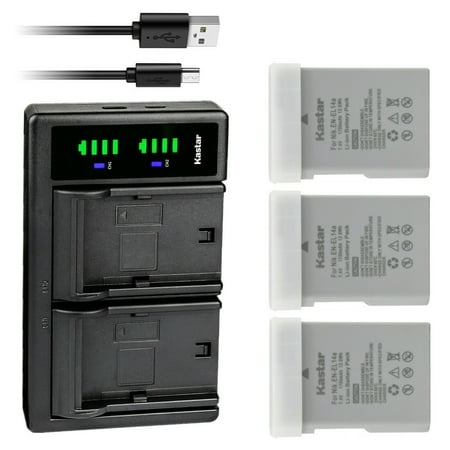 Kastar 3-Pack EN-EL14a Battery and LTD2 USB Charger Replacement for Nikon D5300 DSLR Camera D5500 DSLR Camera D5600 DSLR Camera Df DSLR Camera Coolpix P7000 Camera Coolpix P7100 Camera