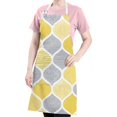 thumbnail image 3 of Yellow and Gray Geometric Quatrefoil Apron-Garden Aprons for Women with Pockets-Cotton Linen Waterproof Kitchen Cooking Gardening Aprons Adjustable for Kitchen,Cooking,BBQ and Salon 33x27 Inch, 3 of 5