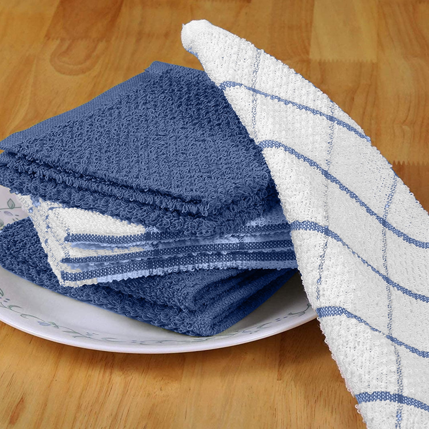 DecorRack 8 Pack Kitchen Dish Towels, 100% Cotton, 12 x 12 Inch Dish Cloths,  Turquoise (Pack of 8) 