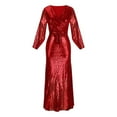 thumbnail image 4 of Horkkom Women Prom Dress V Neck Evening Gown Elegant formal Mermaid Maxi Dress Long Sleeve Wedding Dresses Sparkly Sequin Cocktail Party Dresses, 4 of 6
