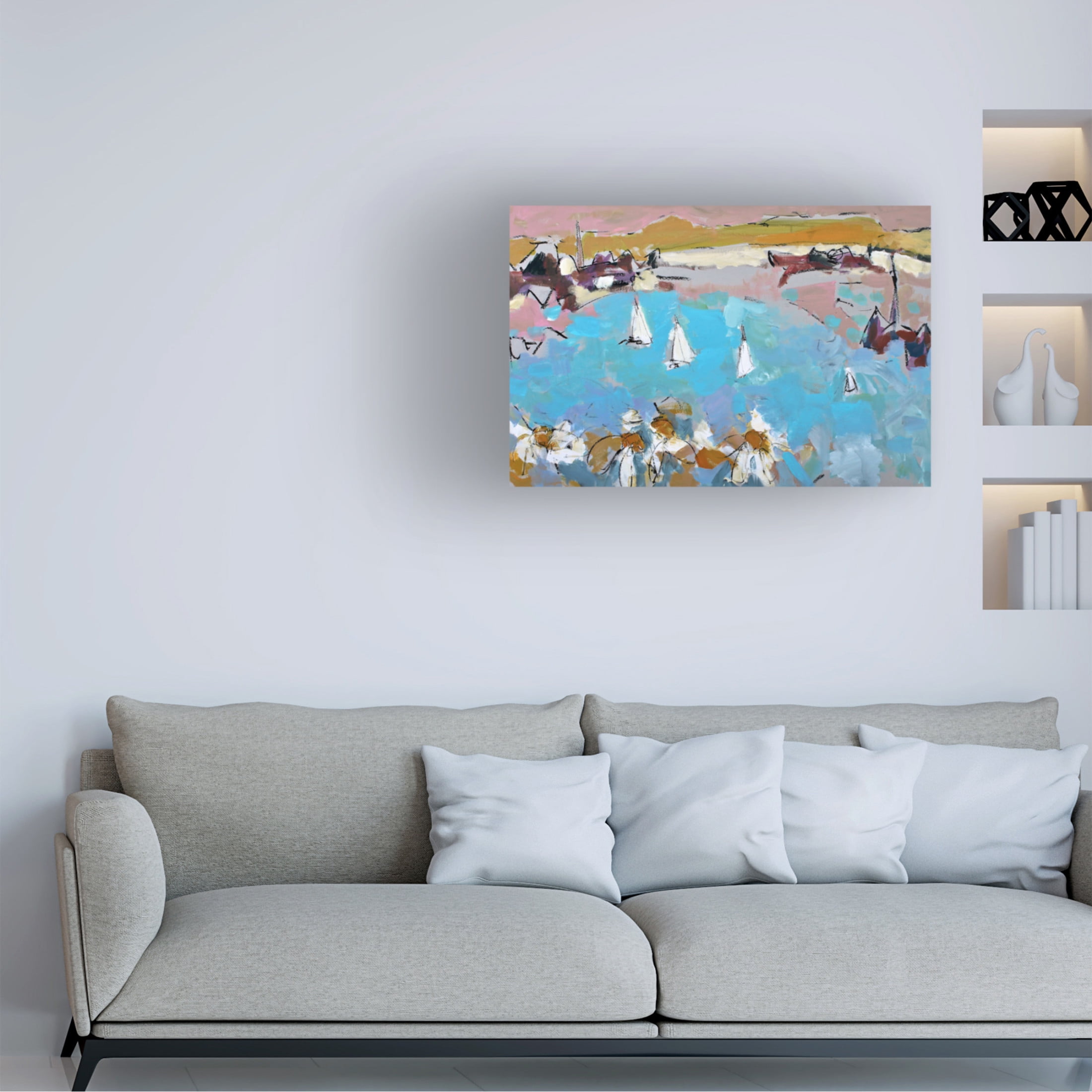 Canvas Wall Art - Per Anders 'Daisies and Sails' Wall Art for Living Room, Bedroom, or Office Décor by Trademark Fine Art - 47 x 30 Inches