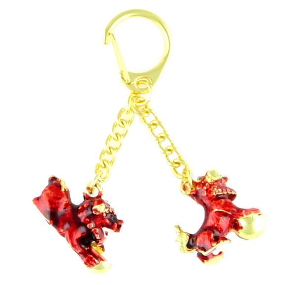 Feng Shui Bejeweled Tzi Chi Kau Red Dog Amulet Keychain