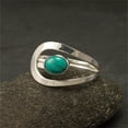 thumbnail image 4 of Geometric Alloy Ring Vintage Turquoise Electroplated Jewelry Geometric Design Fashion Ring Trendy Turquoise Gem, 4 of 4