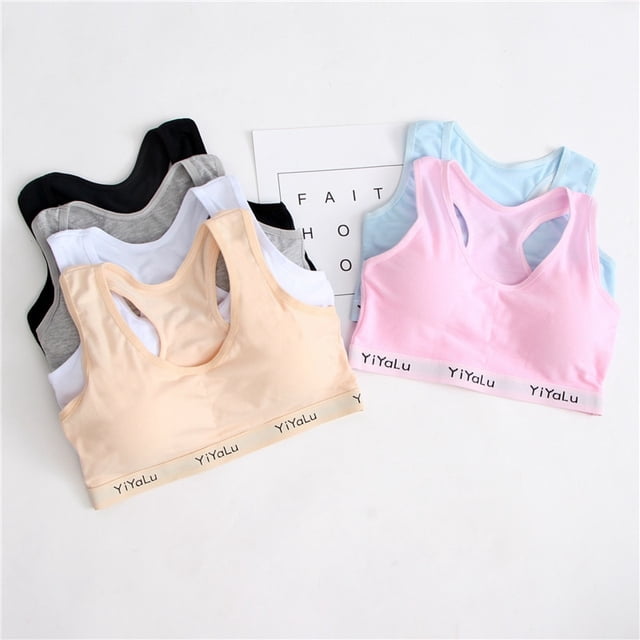 New Young Girl Bra Student Underwear Small Training Bra Cotton Breathable Net BraBlack15 He Qiyong unisex