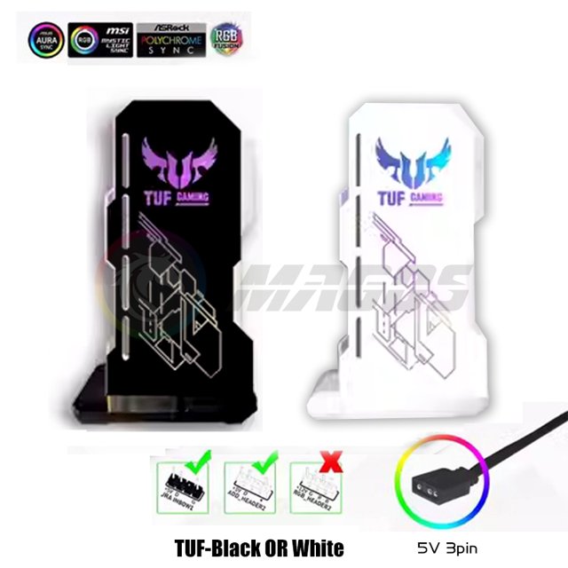 Support GPU 4090 Jack Support Série 40 VGA Support RGB Flow MSI AORUS ROG TUF Personnages d'Anime PC Assemblage MOD TUF Blanc