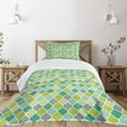 thumbnail image 3 of Ambesonne Teal Quilted Bedspread Set 2 Pcs, Vibrant Trellis Quatrefoil, Twin Size, Multicolor, 3 of 6