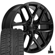 OE Wheels CV62 24 Inch Rims and Tires Fit Silverado 1500 Style  24x10 Satin Black - Hollander 14078 - iMove Gen2 AS 295/35-24 (Set of 4)