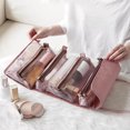 thumbnail image 3 of Bolsa organizadora de cosméticos 4 en 1 con caja de maquillaje desmontable con cremallera para regalos navideños, 3 of 9