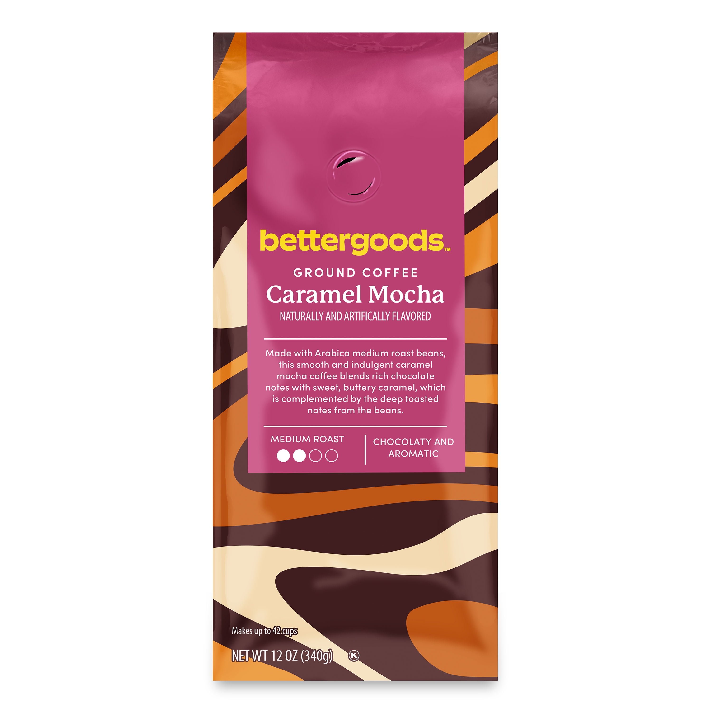 (6 pack) bettergoods Caramel Mocha Flavored Ground Coffee, Medium Roast, 12 oz