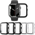 thumbnail image 1 of 5-Pack Tempered Glass Screen Protector Case Compatible with Apple Watch Series 8 Series 7 41mm, Touch-Sensitive Ultra-Thin Hard PC Full Cover Bumper Compatible with iWatch 41mm, 1 of 5